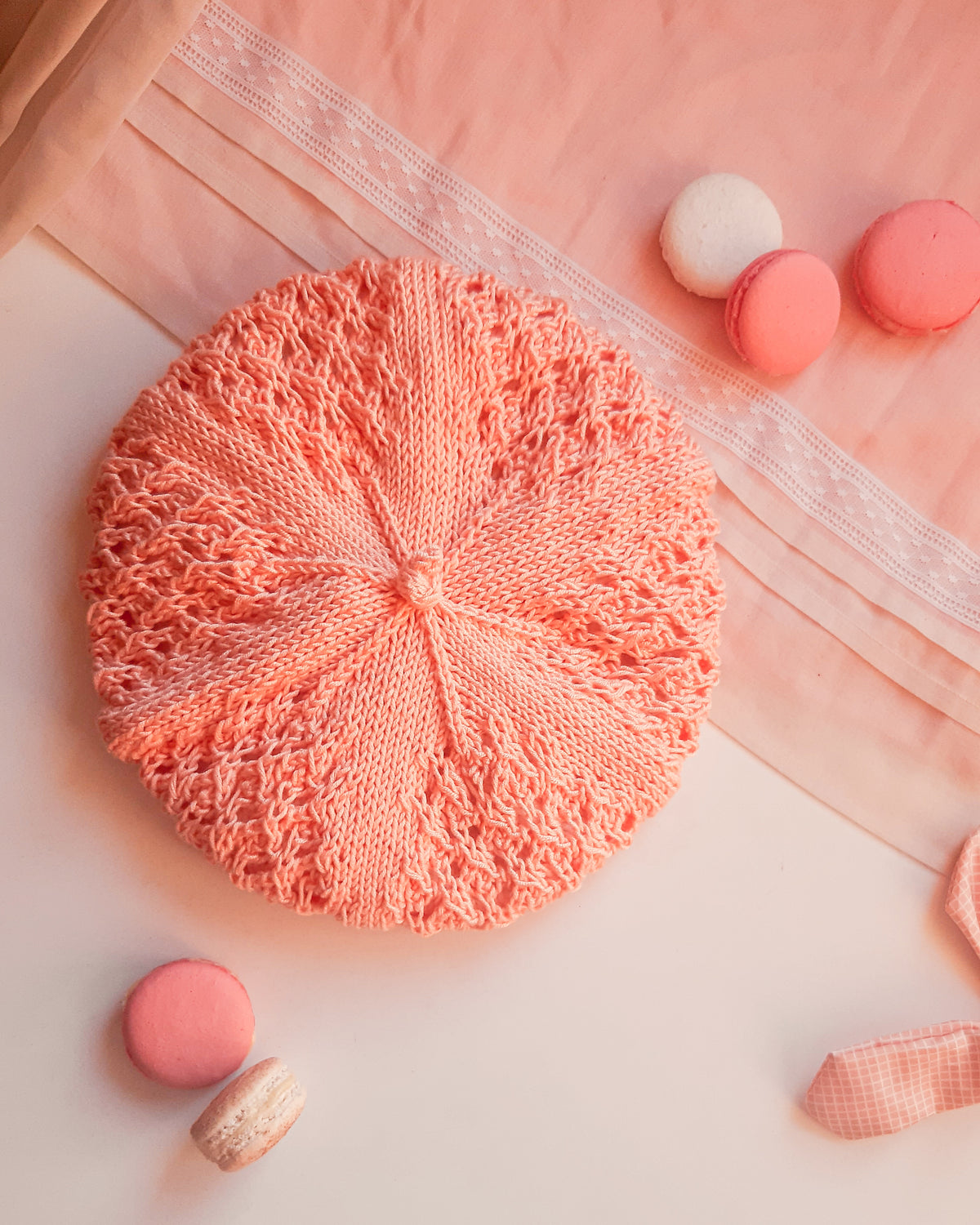 Patrón de tejido mas video "Boina Macaron"