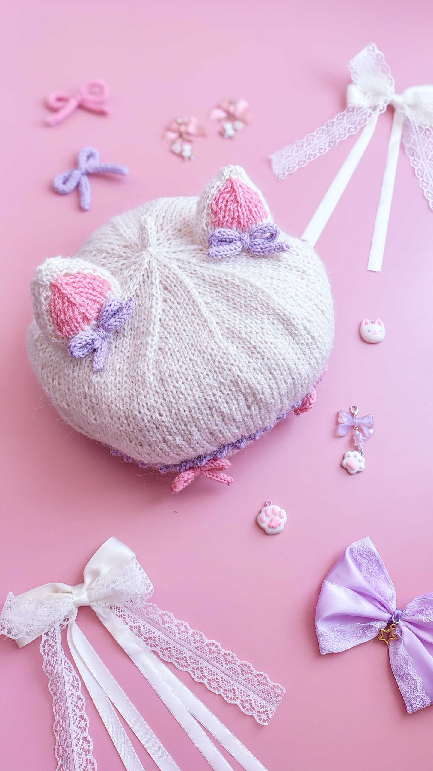 Patrón de tejido mas video "Nekomimi Beret"